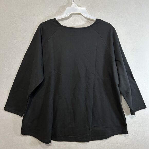 Quacker Factory Rhinestones Embellished top Womens 3X Black Party‎ Evening Shirt - Picture 2 of 5